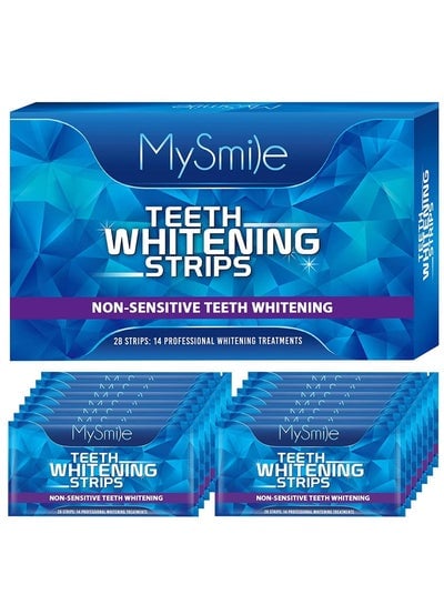 mysmile Teeth Whitening Strips Set of 14 Pieces 28 White Strips for Teeth Whitening Non-Sensitive Whitening Strips for Teeth Whitening Helps Remove Coffee and Soda Stains