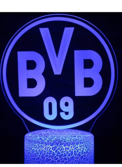 Five Major League Football Team Standard Series 3D Led Night Light Touch 7 Borussia Dortmund BVB09 Color Remote Control Illusion Light Visual Table Lamp Gift Light 7