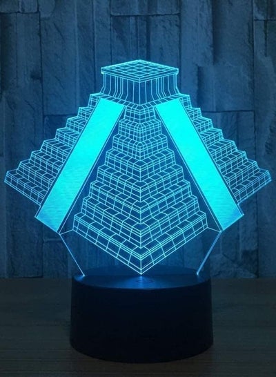 Maya pyramid 3d light led night light light 7 colors changing lamp bedside nightstand bedroom decor gifts