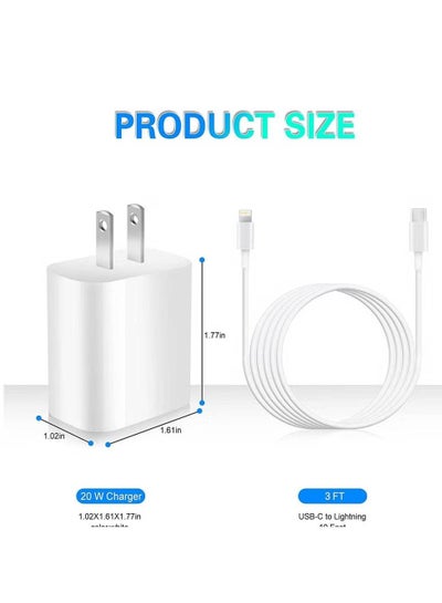 iPhone 13 Fast Charger【Apple MFi Certified】20W USB C Fast Charger Block PD Wall Plug Charger with 3FT Type C to Lightning Cable for iPhone 13/13 Pro/13 Pro Max/12/12 Pro/11/11 Pro/XS Max/XR/AirPods
