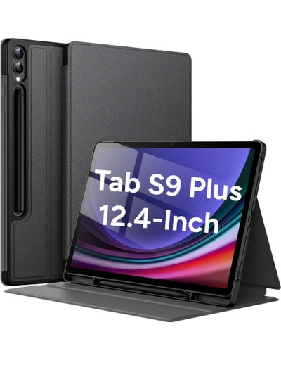 Case For Samsung Galaxy Tab S9 Plus 12.4-Inch with S Pen Holder, Slim Folio Stand Protective Tablet Cover, Multi-Angle Viewing Black