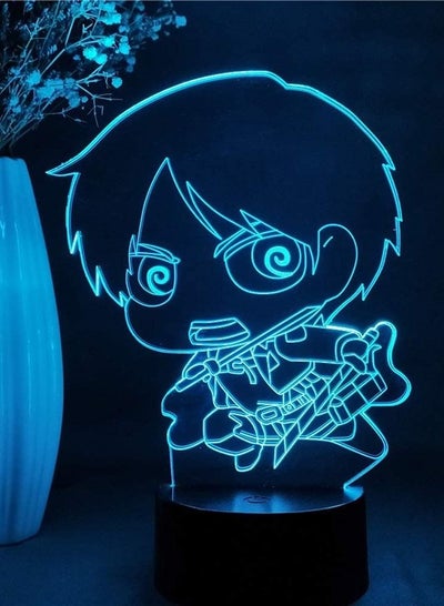 3D Stereo Multicolor Night Light Anime Attack On Titan Kids Gift Bedroom Decor Eren Jaeger Figure Nightlight LED 3d Cartoon Table Lamp Colorful Night Desk Light Otaku Anime Fans Gifts