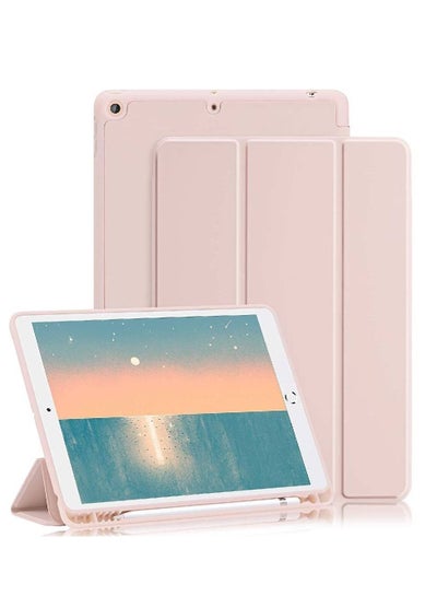 iPad 9th/8th/7th Generation case (2021/2020/2019) iPad 10.2-Inch Case with Pencil Holder [Sleep/Wake] Slim Soft TPU Back Smart Magnetic Stand Protective Cover Cases (Pink)