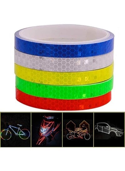 5 Pieces Safety Reflective Warning Stickers Self-Adhesive DIY Rim Outdoor Lighting Sticker Waterproof Reflective Adhesive Tape Stripe, for Bike, Motorcycle, Car, Bicycle Decoration