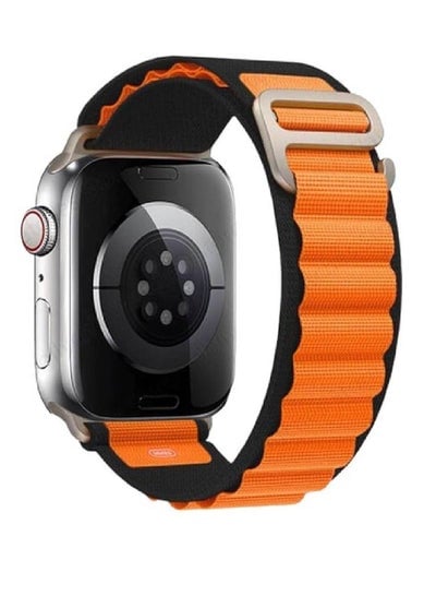 Apple Watch Alpine Loop Band 49mm/45mm/44mm/42m Nylon Woven Sport Strap Compatible with iWatch Series 8/Ultra/7/SE/6/5/4/3/2/1 Orange/Black