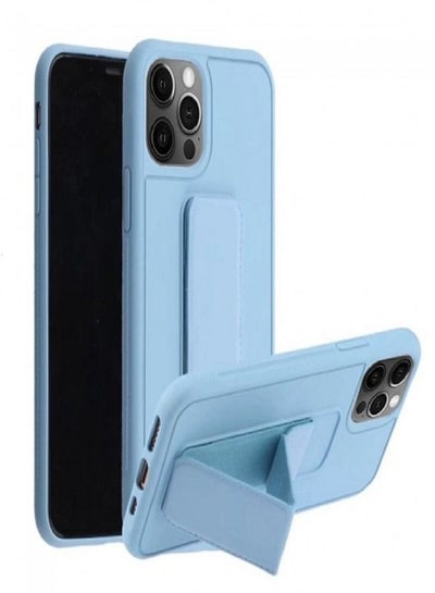 iPhone 12 Pro Max - New Silicone Cover with 2 in 1 Finger Grip and Phone Stand - Blue