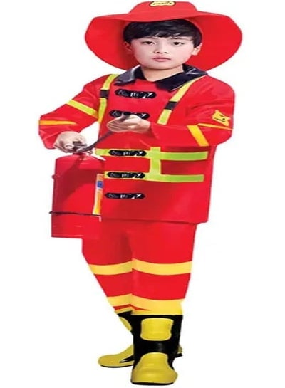 Brain Giggles Fireman Costume Set Fireman Costume for Boys Fancy Dress Cosplay Outfit for Firefighter - Medium