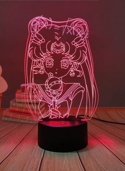 althiqahkey 3D Night Lights for BOY Girl Kids Anime Sailor Moon Lamp 3D Illusion LED NightLight for Girls boy Bedroom Decor Table Lamp Otaku Manga Birthday Gift Kids Lighting Toy