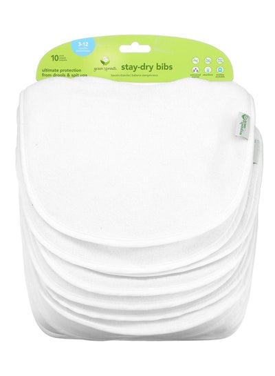 Green Sprouts Stay Dry Bibs 3-12 Months White 10 Pack