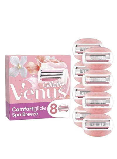ComfortGlide Spa Breeze Razor Blades Women, Pack of 8 Razor Blade Refills, Lubrastrip with A Touch of Botanical Oils