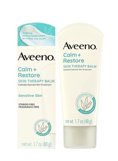 Aveeno Calm + Restore Protective Soothing & Hydrating Sensitive Skin Therapy Balm Fragrance Free and Steroid Free, 1.7 1.7 fl oz