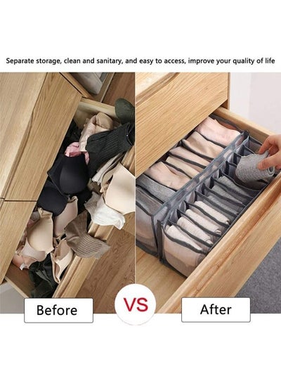 6 Pieces Underwear Drawer Organizer Foldable Closet Clothes Dividers Nylon Dresser Compartments Storage Box Set Fit for Bras Socks Underpants Panties and Ties Organization