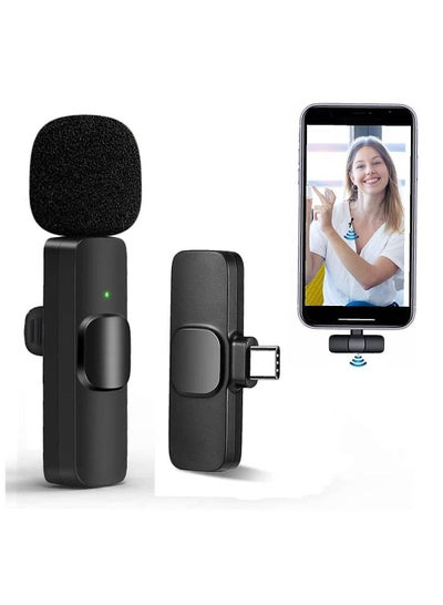 Professional Wireless Lavalier Lapel Microphone for Android Phone - Cordless Omnidirectional Condenser Recording Mic for Interview Video Podcast Vlog YouTube