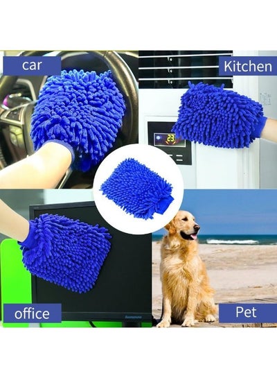 2 Pieces Car Wash mitt Microfiber Chenille Auto Vehicle Cleaning Gloves, Scratch-Free, Lint-Free, Ultra-Soft, Wet or Dry Use