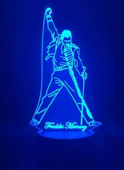 3D Illusion lamp  LED Multicolor Night Light Multicolor Night Light LED Multicolor Night Light Lamp British Singer Freddie Mercury Figure Nightlight for Office Home Decoration Best Fans Gift Bonheur