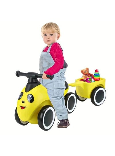 2 in 1 Wiggle Cars for Kids with Trailer and Storage Ride-on Toys for 1-5 Year Old