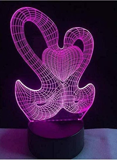 Multicolour Double Swans  Heart 3D Night Light LED Home Decoration Light 7/16 Color Change USB Touch Remote Control Birthday Friend's Gift Souvenir