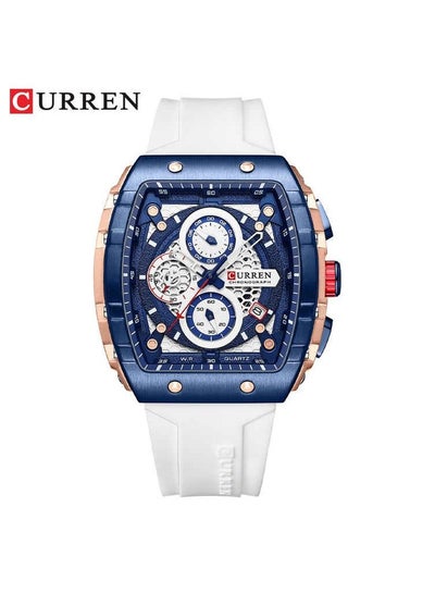 CURREN Watches 8442 Chronograph Waterproof Square Quartz Watch Mens Fashion Sport Stainless Steel Case Clock Luminous Wristwatch