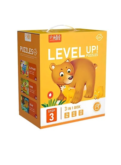 Stage 3 Level Up Puzzles for Kids with 3 Animal Themes in Premium Educational puzzle Toys for Girls and Boys 3 in 1