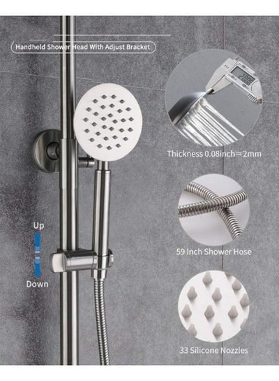 304 Stainless Steel Bathroom Set with Showerhead Handheld Shower Wall Mount Adjustable Shower Bar