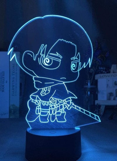 3D Illusion Lamp LED Multicolor Night Light Attack On Titan Levi Ackerman Chibi Figure for Home Decoration Colorful Battery Gift Children s Sleep Lamp