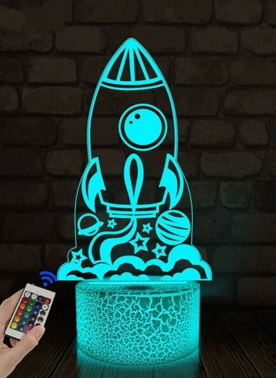 Nightlight 3D Rocket Lamp LED Illusion Night Light for Kids Boys Room Decor Gift