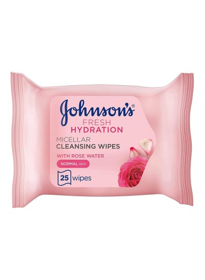 Johnson's Refreshing Moisturizing Micellar Water Makeup Remover Wipes for Normal Skin 25 Pieces in 2 Packs