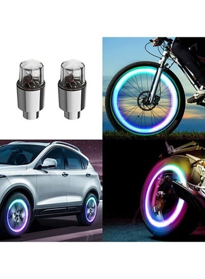 2 Pieces Car Wheel Spoke Light Bicycle Motorcycle LED Light Tire Valve Caps