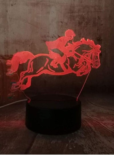 Equestrian Riding Horse 16 Color Change 3D Visual LED Night Light Kids Touch USB Table Lamp Baby Sleeping Decor Sports Lamps
