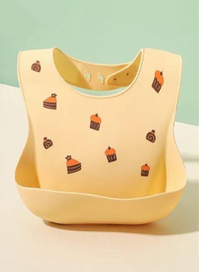 Silicone Baby Bib 3D Printed Baby Bibs Adjustable With Wide Food Catcher Pocket Unisex Soft And Easily Wipe Clean For Infant Toddler (Cake Design)