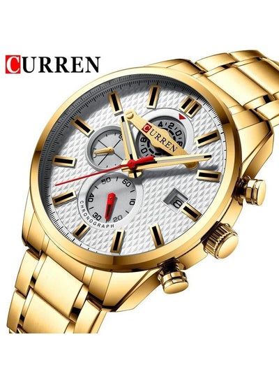 Curren 8352 Chronograph Watch Waterproof Men's New Gold Stainless Steel Luxury Military Watch for Men - Gold