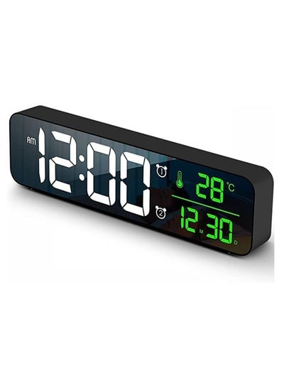 Digital Clock, Alarm Clock for Bedroom Digital Clock Large Display Digital Alarm Clock Date & Time Display Digital Wall Clock 10.4 inches 12-24H Snooze Alarm Clock for Living Room. Black