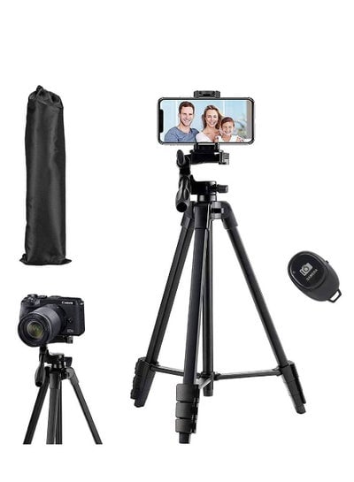 Flexible Tripod, 136cm Extendable Phone Tripod Stand with Carry Bag,Cell Phone Tripod with Wireless Remote,Universal Tripod for Video Selfie,iPhone Tripod Stand Travel Camera Tripod