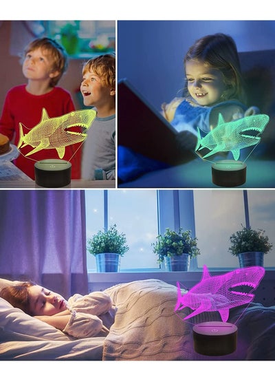 Multicolour Shark Night Light for Kids Ocean Animals 3D Bedside Lamp 16 Colors Changing with Remote Xmas Halloween Birthday Gift for Toddlers Boys Child
