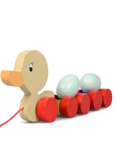 Wooden Pull Along Toy Chicken With 3 Eggs Pull Along Wooden Toy For Toddlers
