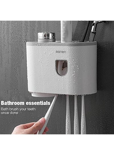 Wall Mounted Toothbrush Holder And Toothpaste Dispenser With 1 Cup