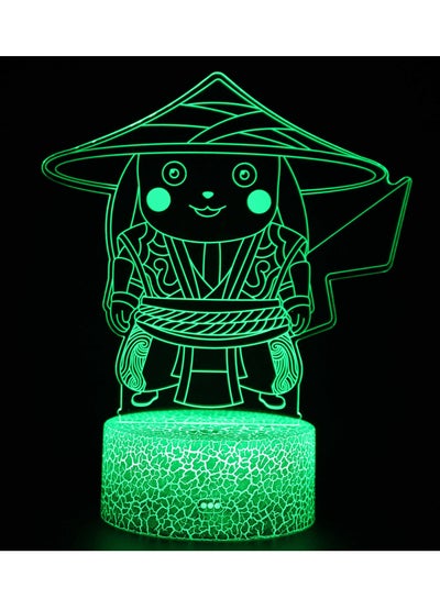 3D Illusion Go Pokemon Night Light 16 Color Change Decor Lamp Desk Table Night Light Lamp for Kids Children 16 Color Changing with Remote Pikachu Warrior