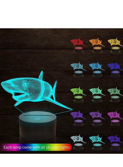 Multicolour 3D Shark Night Light16 Colors Remote Control LED Lamp Room Home Decor Xmas Birthday Gifts for Child Sea World Animal Lover