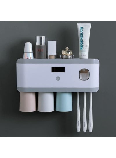 Wall Mounted Toothpaste Dispenser With UV Toothbrush Sterilizer Holder