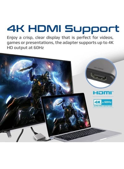 USB-C to HDMI Adapter, Ultra HD 4k 60hz Type-C to HDMI Adapter Converter with Dual HDMI Ports, Compact Travel-Friendly Design for MacBook Pro, iPad Air, Samsung Galaxy S22, MediaLink-H2