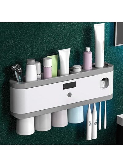 Smart Sterilization Toothbrush Holder with Toothpaste Squeezer and 4 Cups
