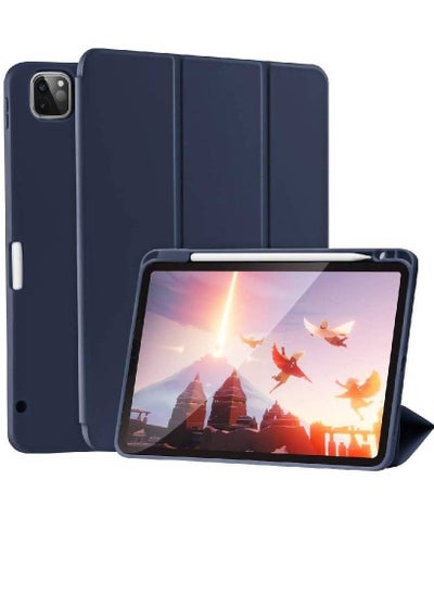iPad Pro 11 Inch 2021(3rd Gen)/2020(2nd Gen) with Pencil Holder [Support iPad 2nd Pencil Charging/Pair] Slim Trifold Stand, Smart Protective Case Cover (Navy Blue)