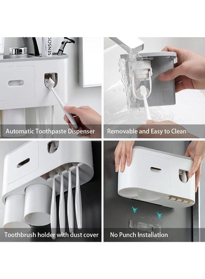 Wall Mounted Toothpaste Dispenser With Toothbrush Holder