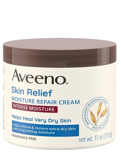 Aveeno Skin Relief Intensive Moisturizing Body Cream with Triple Oatmeal and Shea Butter Formula Helps Relieve and Restore Very Dry Skin with Long Lasting Moisture Fragrance Free 11 Ounce