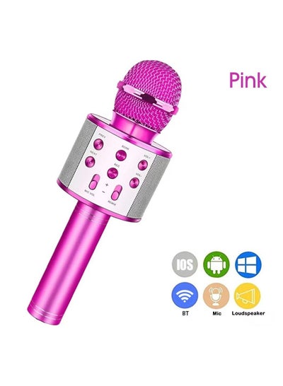 Wireless Handheld Karaoke Microphone WS858 Pink/Silver