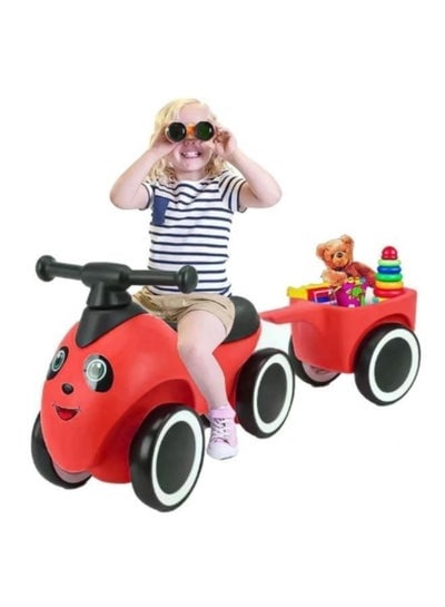 2 in 1 Wiggle Cars for Kids with Trailer and Storage Ride-on Toys for 1-5 Year Old