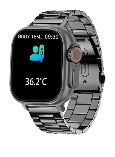 2023 Smart Watch Body Temperature Ultra Smartwatch Wireless Charging Bluetooth Call With Stainless Steel Band Black