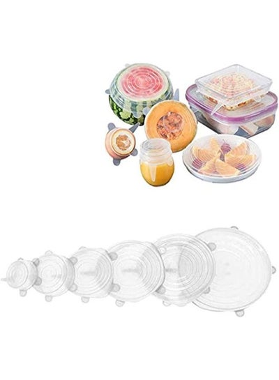 6 Pieces Silicone Stretch Lids Silicone Stretch Fresh Food Cover BPA-Free Stretch Lid Various Sizes Stack able Reusable Flexible to Fit All Shape of Containers