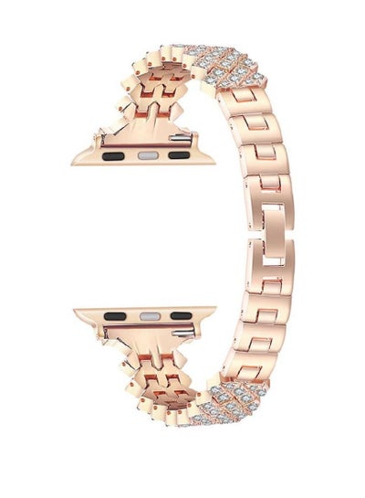Bling Diamond Stainless Steel Strap For Apple Watch Series 7/6/5/4/3/2/1/SE 41mm 40mm 38mm Rose Gold