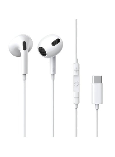 Iphone 15 series USB C Headphone, Type-C Earbuds Wired Earphones with Microphone and Volume Control, in-Ear Earbud white